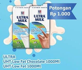 Promo Harga Ultra Milk Susu UHT Low Fat Coklat, Low Fat Full Cream 1000 ml - Hypermart
