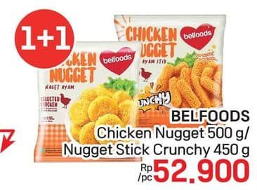 Promo Harga Belfoods Nugget Chicken Nugget, Chicken Nugget Stick Crunchy 450 gr - LotteMart