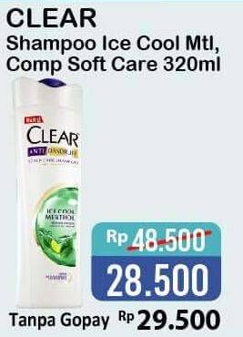 Promo Harga CLEAR Shampoo Ice Cool Menthol, Complete Soft Care 320 ml - Alfamart