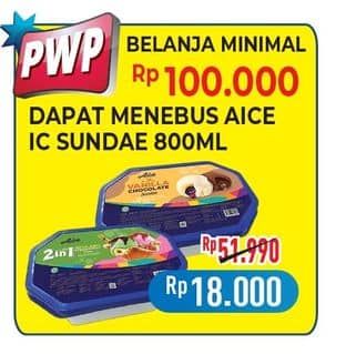 Promo Harga Aice Sundae 800 ml - Hypermart