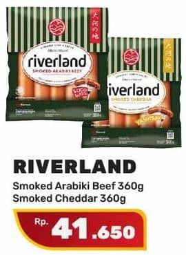 Promo Harga Riverland Sausage Smoked Arabiki Beef, Smoked Cheddar 360 gr - Yogya