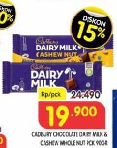 Promo Harga Cadbury Dairy Milk Original, Cashew Nut 90 gr - Superindo