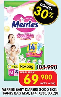 Promo Harga Merries Pants Good Skin M50, XL38, XXL28, L44 28 pcs - Superindo