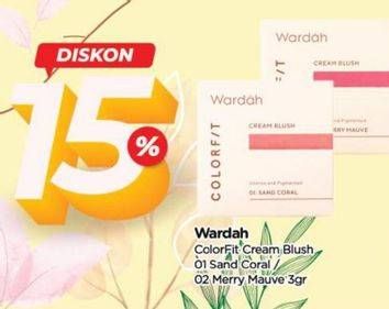 Promo Harga Wardah Colorfit Cream Blush 01 Sand Coral, 02 Merry Mauve 3 gr - TIP TOP