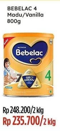 Promo Harga Bebelac 4 Susu Pertumbuhan Madu, Vanila 800 gr - Indomaret