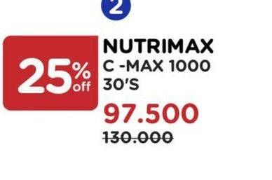 Promo Harga Nutrimax C Max 1000 30 pcs - Watsons