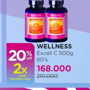 Promo Harga WELLNESS Excell C 500mg 60 pcs - Watsons