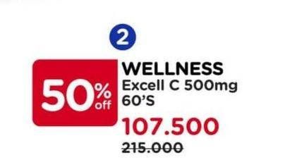 Promo Harga Wellness Excell C 500mg 60 pcs - Watsons