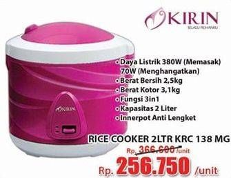Promo Harga KIRIN KRC 138 | Rice Cooker 2ltr MG  - Hari Hari