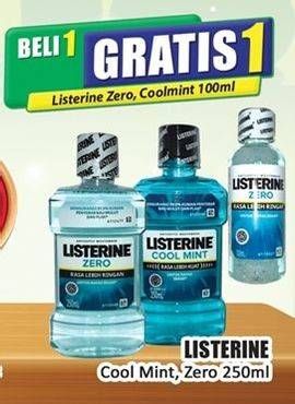 Promo Harga Listerine Mouthwash Antiseptic Cool Mint, Zero 250 ml - Hari Hari