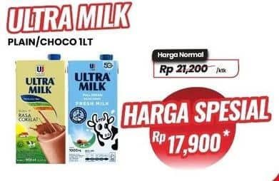 Promo Harga Ultra Milk Susu UHT Coklat, Full Cream 1000 ml - Carrefour