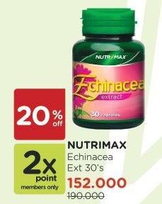Promo Harga NUTRIMAX Echinacea Extract 30 pcs - Watsons