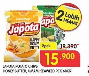 Promo Harga JAPOTA Potato Chips Happy Honey Butter, Seaweed per 2 pouch 68 gr - Superindo