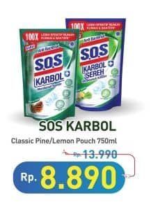 Promo Harga SOS Karbol Wangi Classic Pine, Lemon Pine 750 ml - Hypermart