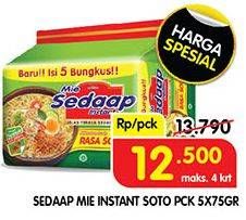 Promo Harga Sedaap Mie Kuah Soto per 5 pcs 75 gr - Superindo