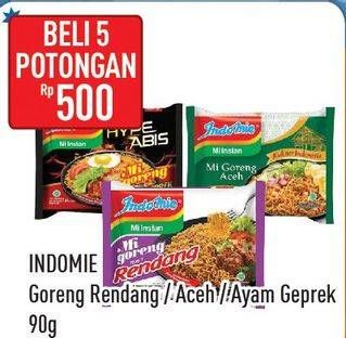 Promo Harga INDOMIE Mi Goreng Rendang, Aceh, Ayam Geprek per 5 pcs 90 gr - Hypermart
