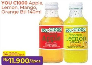 Promo Harga You C1000 Health Drink Vitamin Apple, Lemon, Mango, Orange 140 ml - Alfamart
