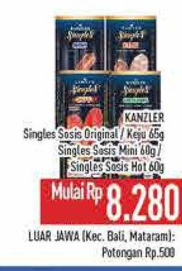 Promo Harga Kanzler Sosis Single Original, Keju, Mini, Hot 65 gr - Hypermart