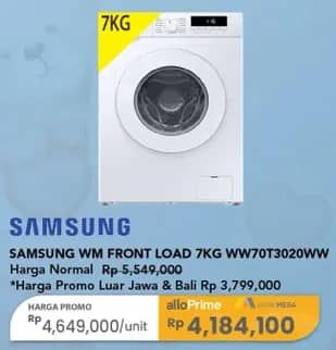 Promo Harga Samsung WW70T3020WW/SE Washing Machine with Quick Wash and Drum Clean  - Carrefour