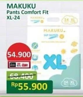 Promo Harga Makuku Comfort Fit Diapers Pants XL24 24 pcs - Alfamart