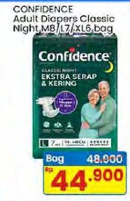 Promo Harga Confidence Adult Diapers Classic Night M8, L7, XL6 6 pcs - Indomaret