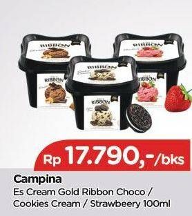 Promo Harga CAMPINA Gold Ribbon Cookies Cream, Chocolate, Strawberry 100 ml - TIP TOP