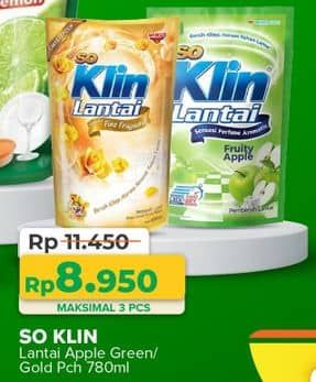 Promo Harga So Klin Pembersih Lantai Hijau Fruity Apple, Moment Gold 780 ml - Yogya