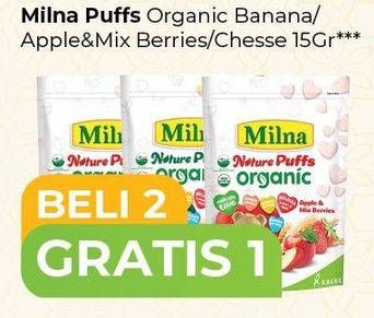 Promo Harga MILNA Nature Puffs Organic Banana, Apple Mix Berries, Cheese 15 gr - Carrefour