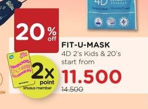Promo Harga FIT-U-MASK Masker Kids 4D Prime+ 2 Pcs & 20 Pcs  - Watsons