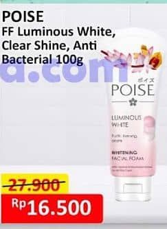 Promo Harga Poise Facial Foam Luminous White, Clear Shine, Anti Bacterial 100 ml - Alfamart