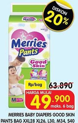 Promo Harga Merries Pants Good Skin XL26, M34, XXL28, L30, S40 26 pcs - Superindo