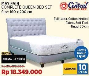 Promo Harga Central Spring Bed May Fair Complete Queen Bed Set 160 X 200  - COURTS