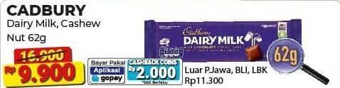 Promo Harga Cadbury Dairy Milk Cashew Nut, Original 62 gr - Alfamart