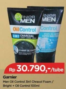 Promo Harga Garnier Men Turbo Light Oil Control Facial Foam 3in1 Charcoal, Super Duo Whitening + Oil Control 100 ml - TIP TOP