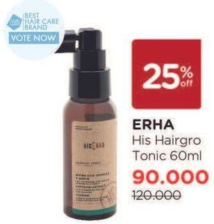 Promo Harga ERHA Hairgrow Tonic With Keratin Biotin 60 ml - Watsons