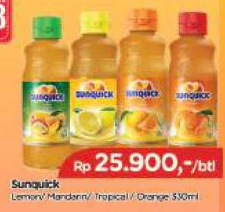 Promo Harga SUNQUICK Minuman Sari Buah Orange, Lemon, Mandarin 330 ml - TIP TOP