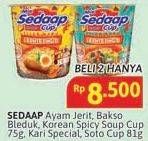 Sedaap Mi Cup Ayam Jerit/Bakso Bleduk/Korean SPicy Soup/Kari Special/Soto