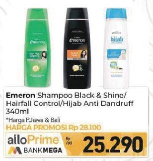 Promo Harga Emeron Shampoo Black Shine, Hair Fall Control 340 ml - Carrefour