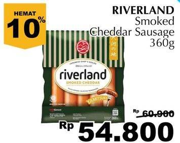 Promo Harga Riverland Sausage Smoked Cheddar 360 gr - Giant