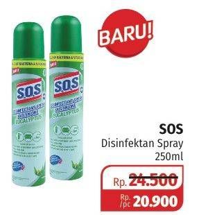 Promo Harga SOS Disinfectant Spray All in One 250 ml - Lotte Grosir