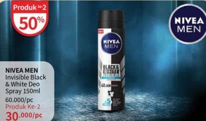 Promo Harga Nivea Men Deo Spray Black White Invisible Fresh, Black White Invisible Original 150 ml - Guardian