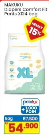 Promo Harga Makuku Comfort Fit Diapers Pants XL24 24 pcs - Indomaret