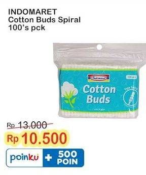 Promo Harga Indomaret Cotton Buds Spiral 100 pcs - Indomaret