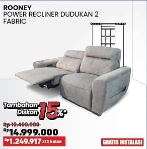 Promo Harga Courts Rooney Power Recliner Dudukan 2 Fabric  - COURTS