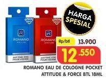 Promo Harga ROMANO Eau De Cologne Attitude, Force 18 ml - Superindo