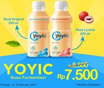 Promo Harga YOYIC Probiotic Fermented Milk Drink Original, Lychee 200 ml - Indomaret