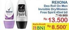 Promo Harga REXONA Deo Roll On Invisible Dry, Free Spirit 45 ml - Indomaret