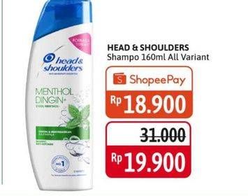 Promo Harga HEAD & SHOULDERS Shampoo All Variants 160 ml - Alfamidi