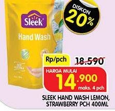 Promo Harga SLEEK Hand Wash Antibacterial Lemon, Strawberry 400 ml - Superindo
