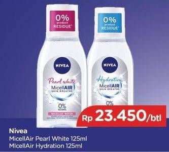 Promo Harga NIVEA MicellAir Skin Breathe Micellar Water Pearl White, Hydration 125 ml - TIP TOP